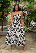 Vestido estampado preto e branco